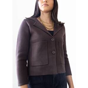 NEW THEO & SPENCE cropped button-down blazer in mocha brown